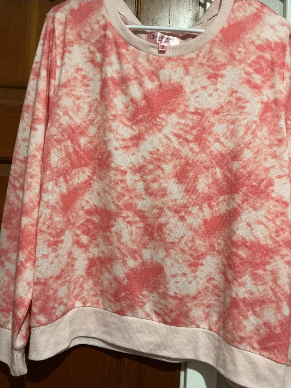 Juicy Couture Pink and White Tie-Dye Crewneck Sweatshirt
